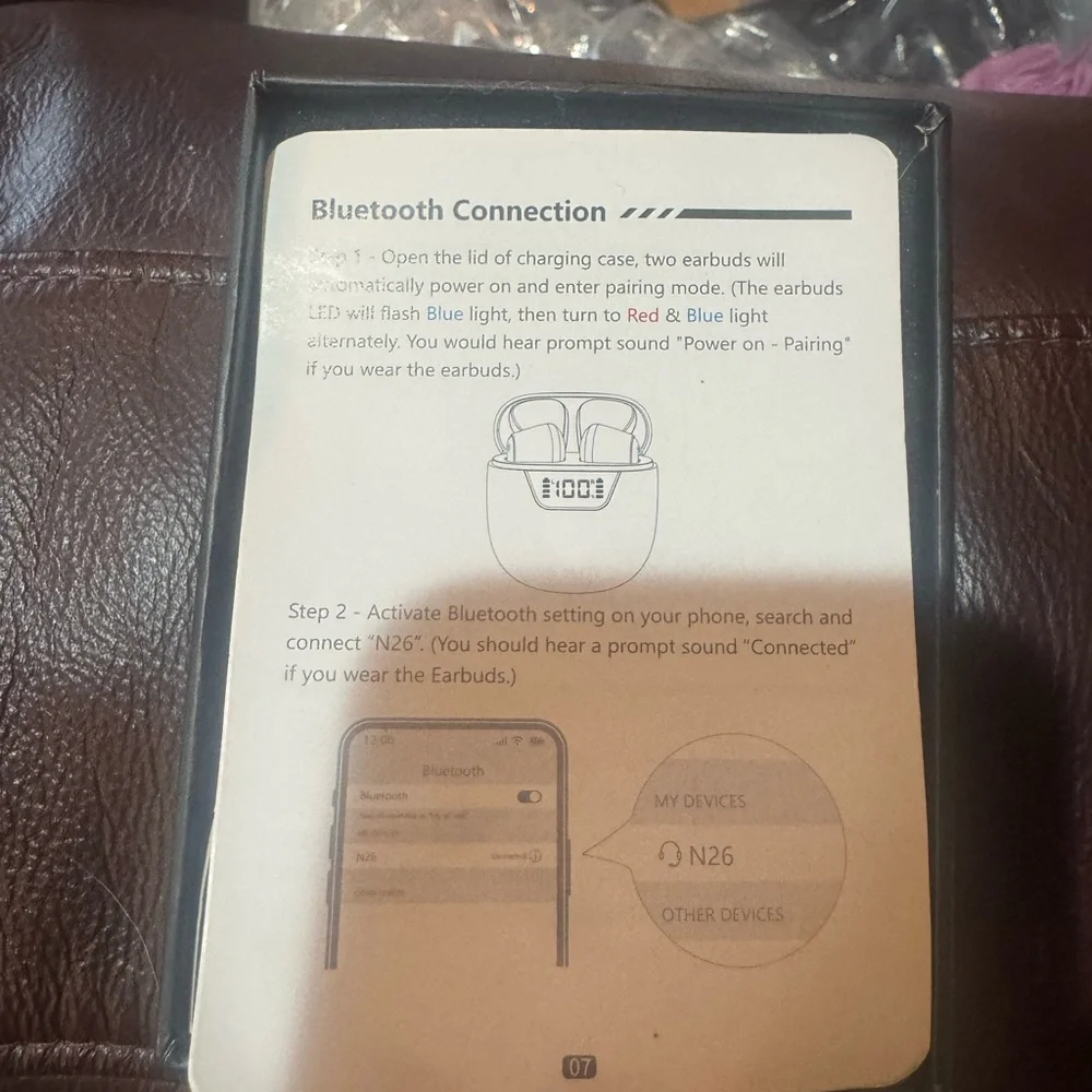 White Wireless ear buds with Digital Display Charging Case NWOT